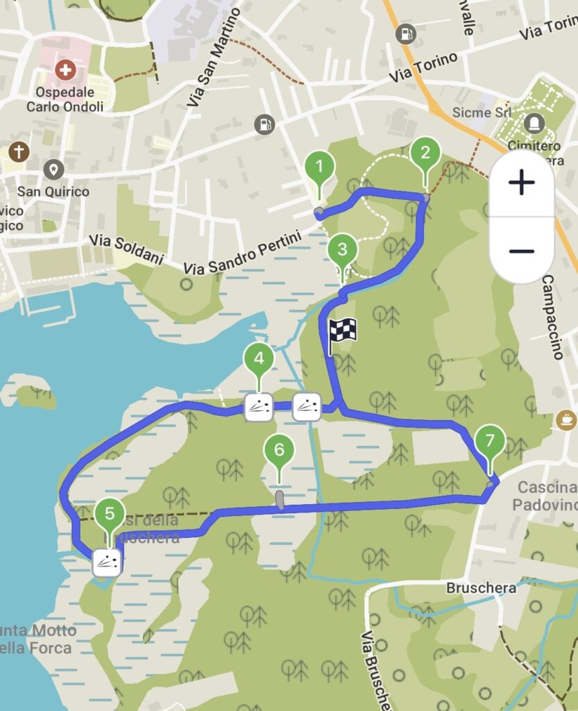 stamp del percorso su maps.me della passeggiata all'oasi bruschera a angera