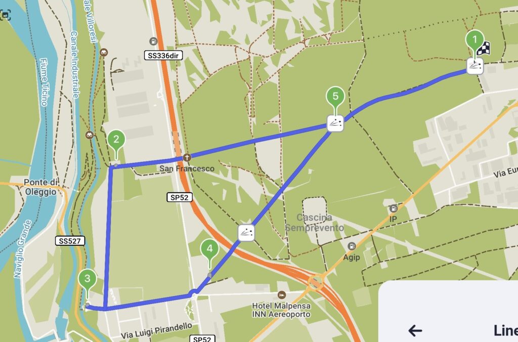 stamp del percorso su maps.me di via gaggio a lonate pozzolo