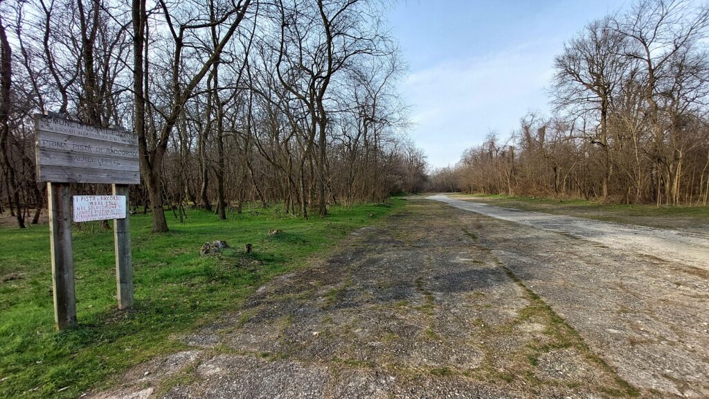 Resti della pista di atterraggio che attraversa Via Gaggio nel Parco del Ticino