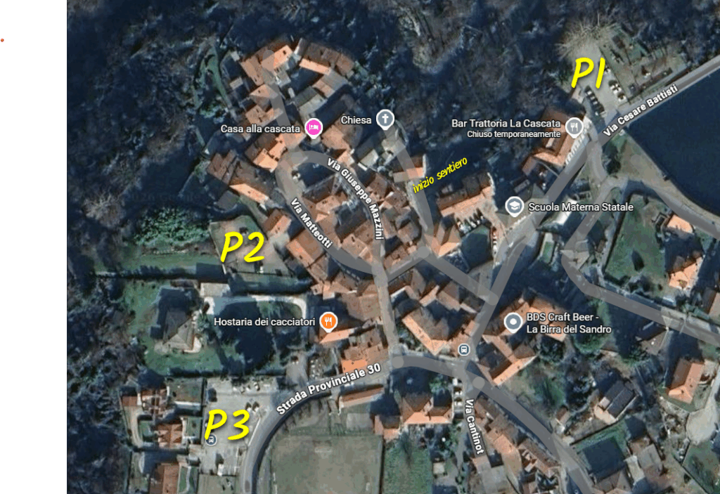 mappa parcheggi cascata fermona ferrera di varese